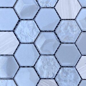 Imagery Nickel Hex Mosaic Tile